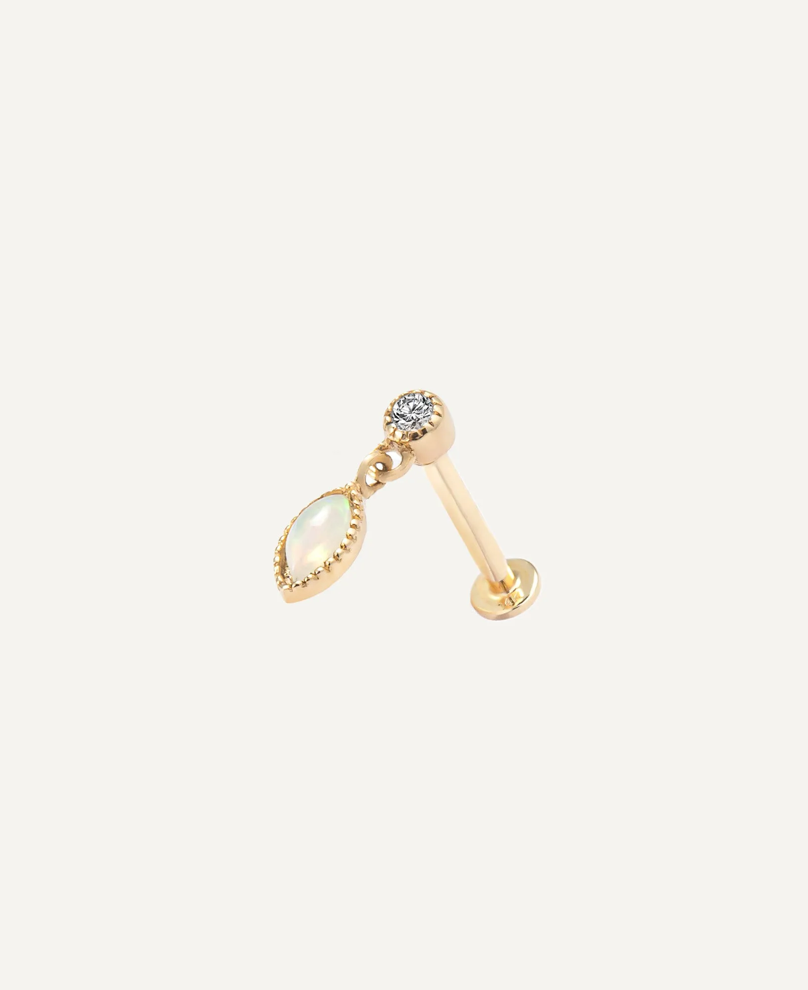 Laurel 14k Solid Gold Opal Flatback Stud