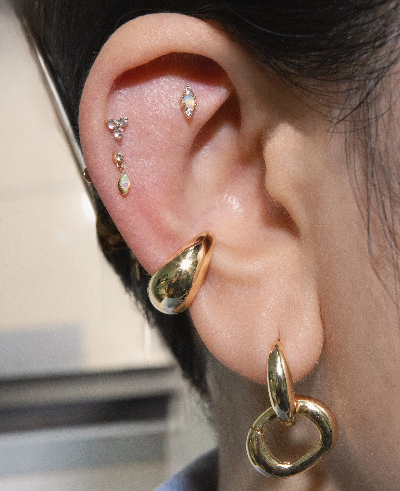 Laurel 14k Solid Gold Opal Flatback Stud