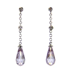 Lavender CZ Drop Sterling Silver Earrings