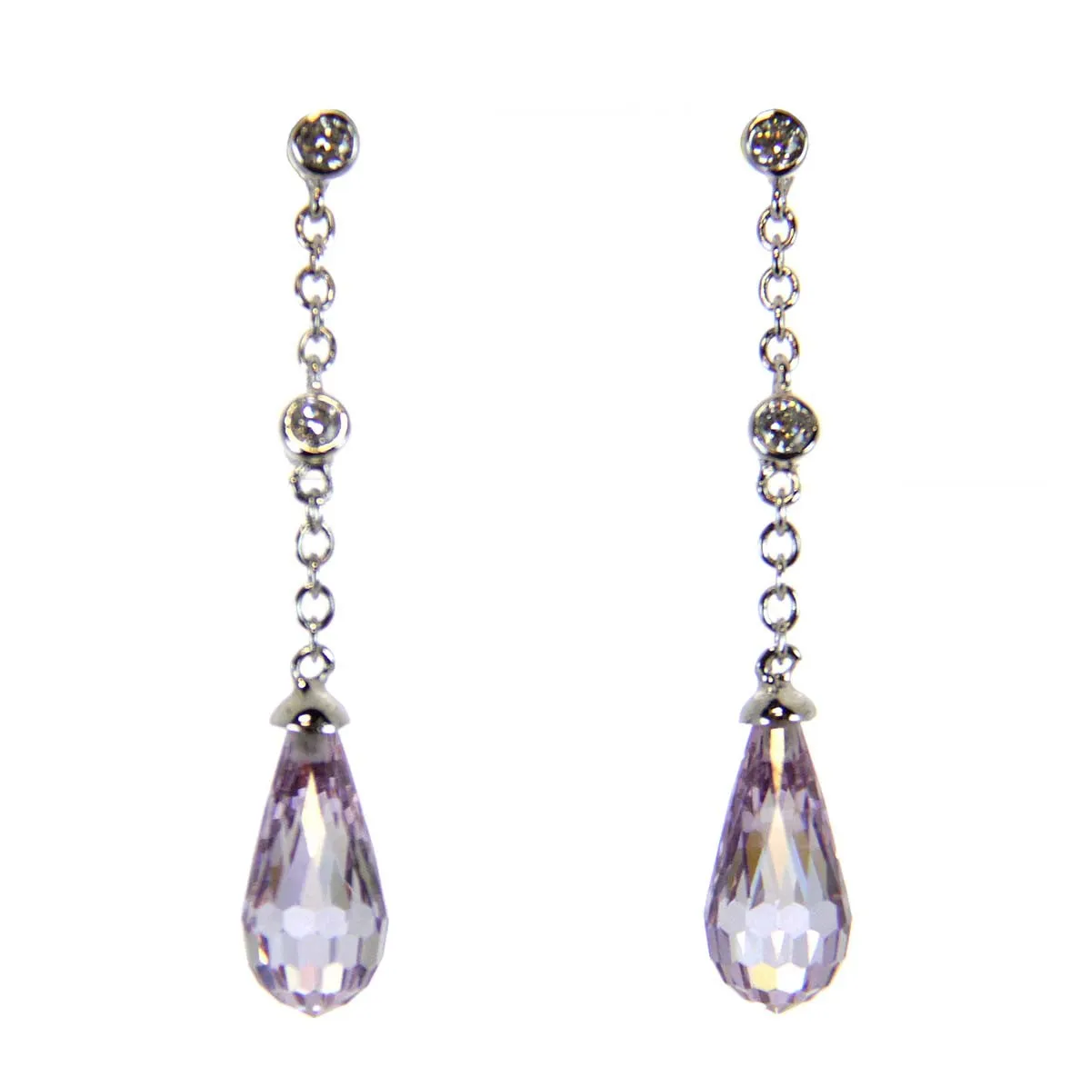 Lavender CZ Drop Sterling Silver Earrings