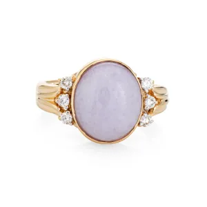 Lavender Jade Diamond Ring Vintage Sz 6 14k Yellow Gold Estate Fine Jewelry