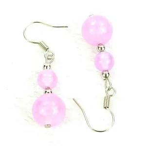 Lavender Jade Natural Gemstone Silver Earrings