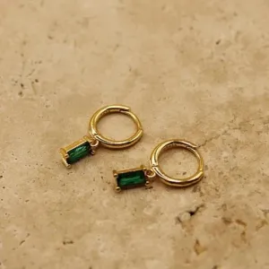 LEAH DROP EARRINGS - EMERALD/GOLD