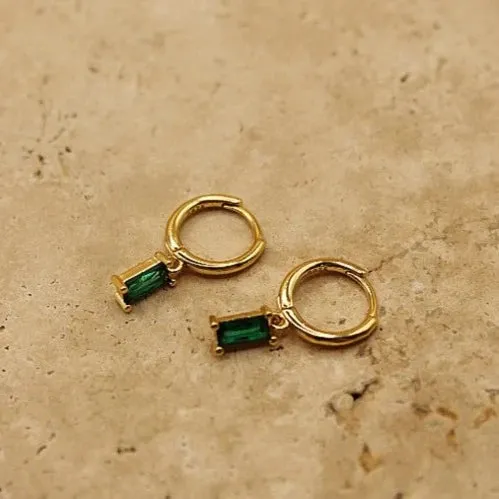 LEAH DROP EARRINGS - EMERALD/GOLD