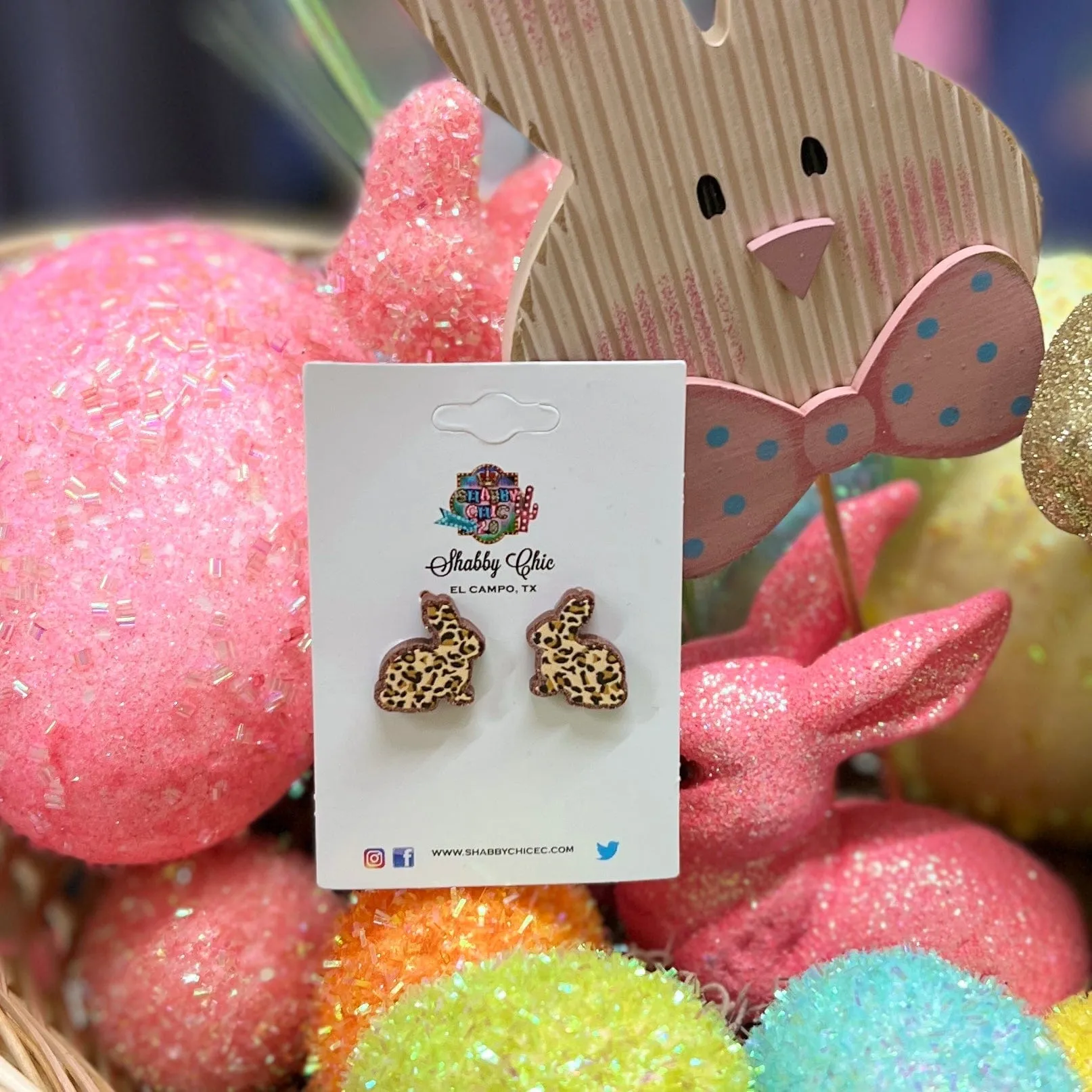 Leopard Bunny Stud Earrings