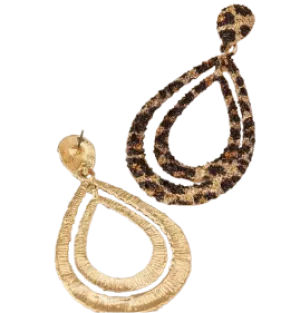 Leopard Gold Drop Earrings