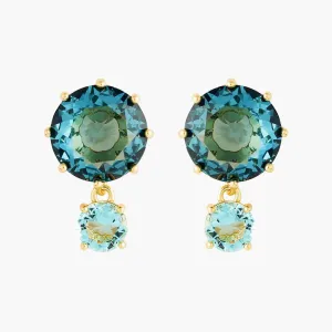 Les Nereides La Diamantine Acqua Azzura Round Stone Stud Earrings