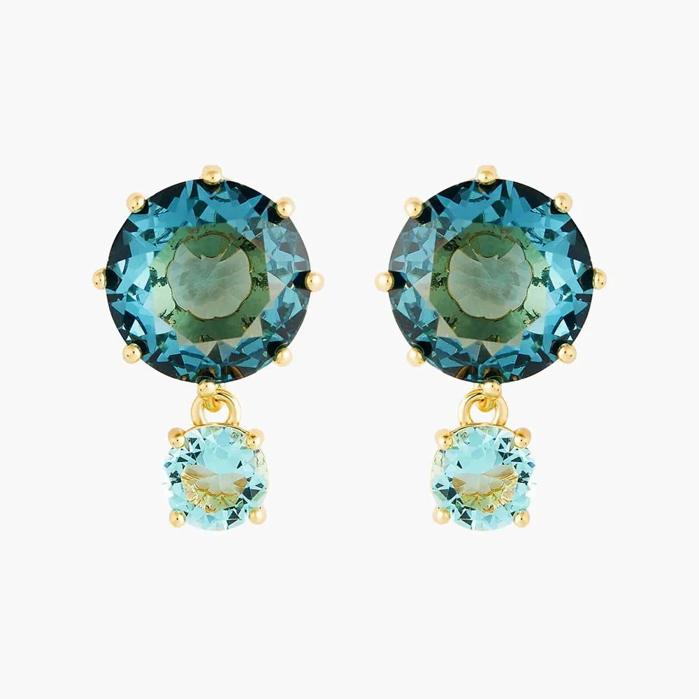 Les Nereides La Diamantine Acqua Azzura Round Stone Stud Earrings