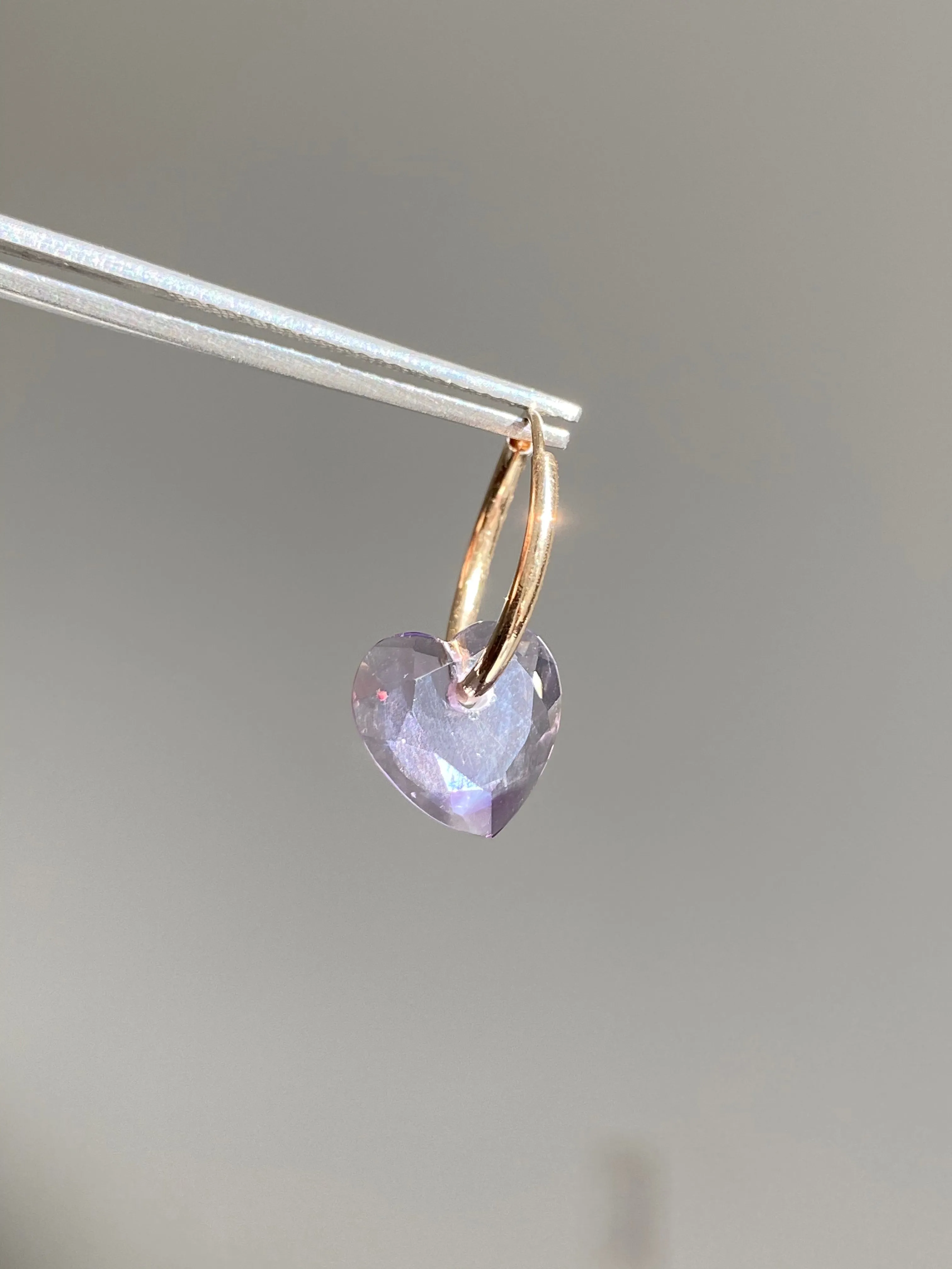 Limited Edition Lilac Amethyst Heart Endless Hoop Earring