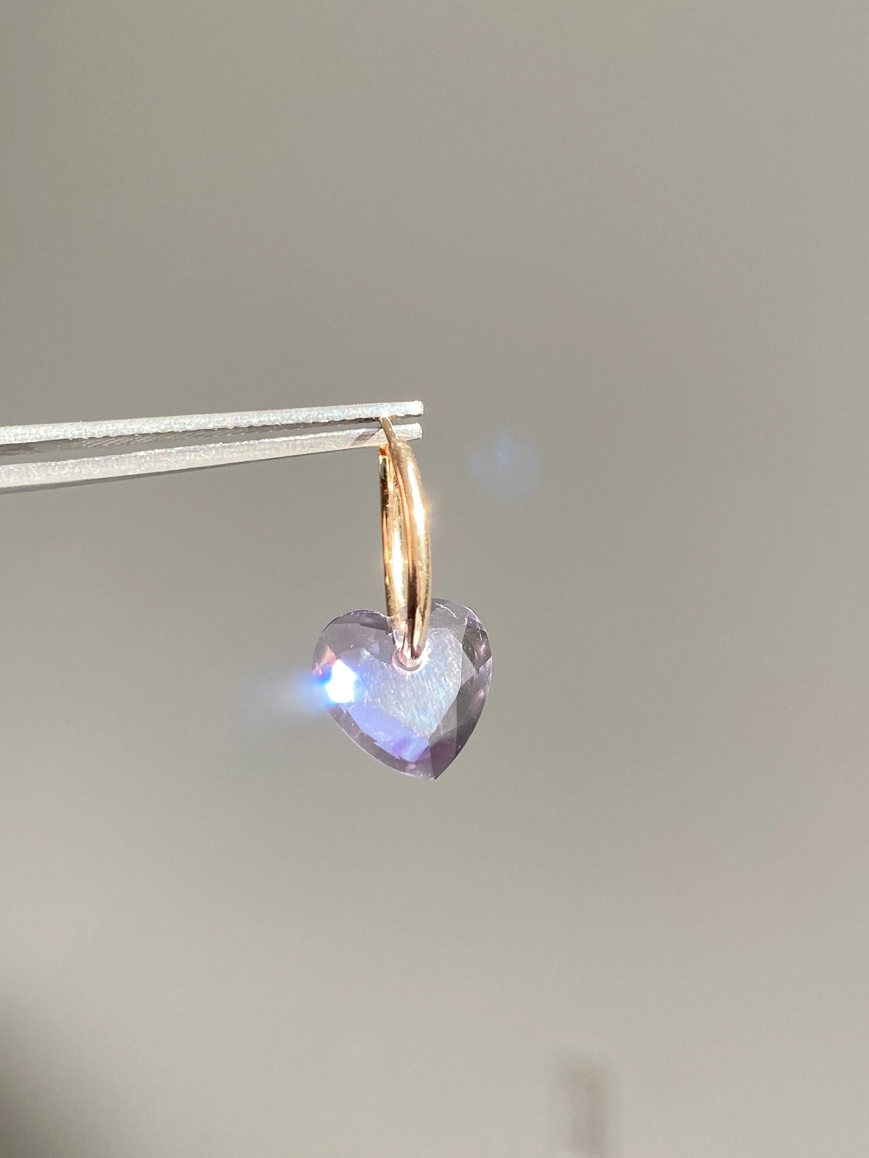 Limited Edition Lilac Amethyst Heart Endless Hoop Earring