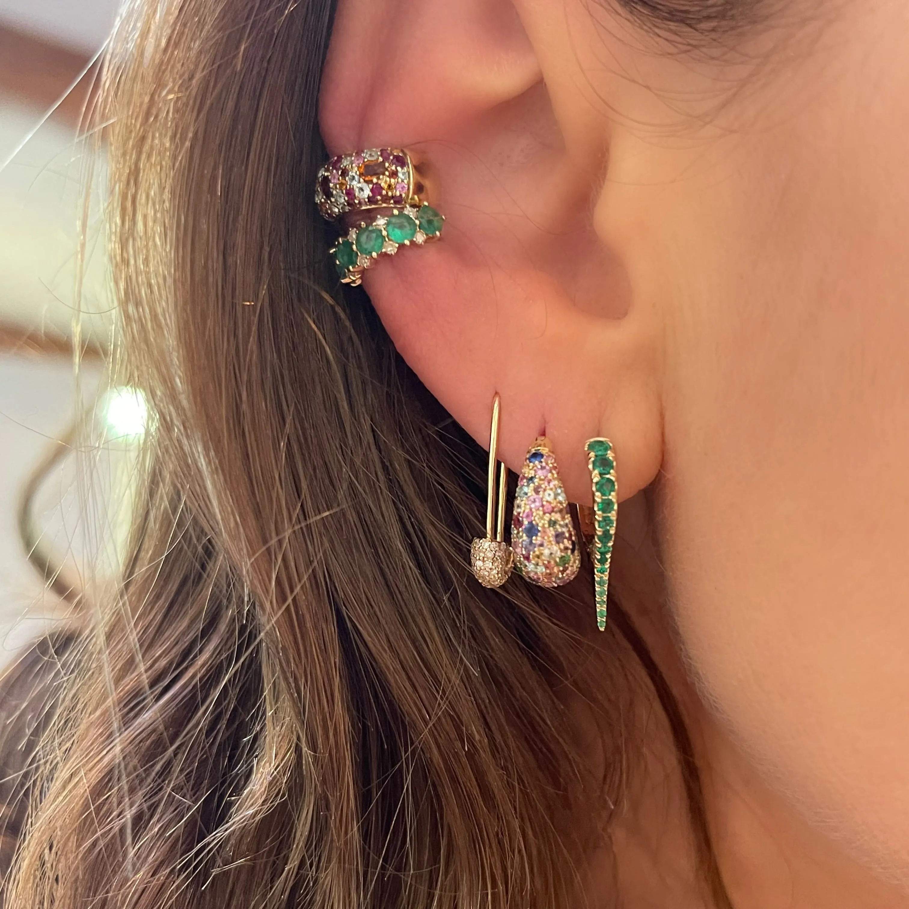 Limited Edition Sugar Dipped Hoop Earrings with Mixed Gemstones