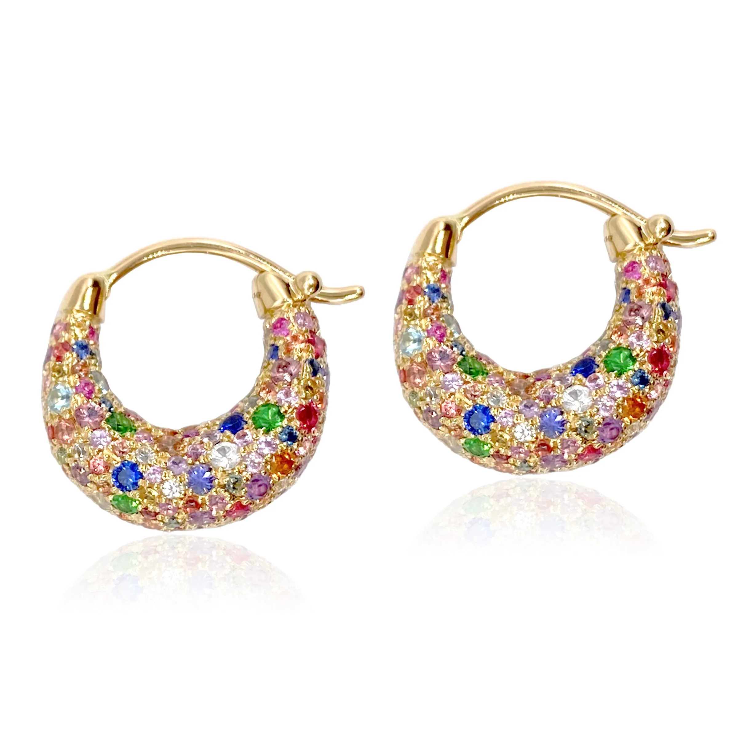 Limited Edition Sugar Dipped Hoop Earrings with Mixed Gemstones