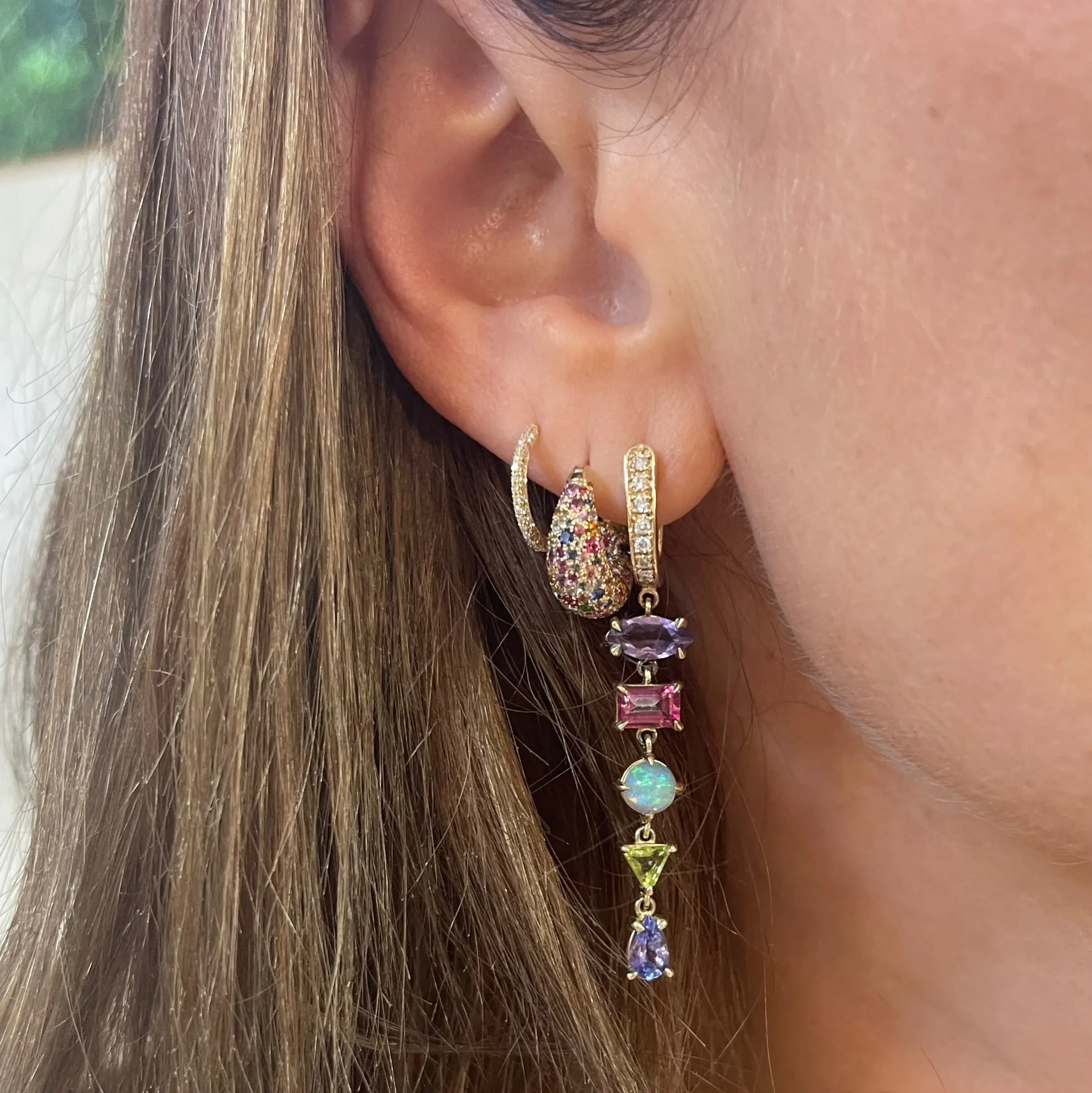 Limited Edition Sugar Dipped Hoop Earrings with Mixed Gemstones