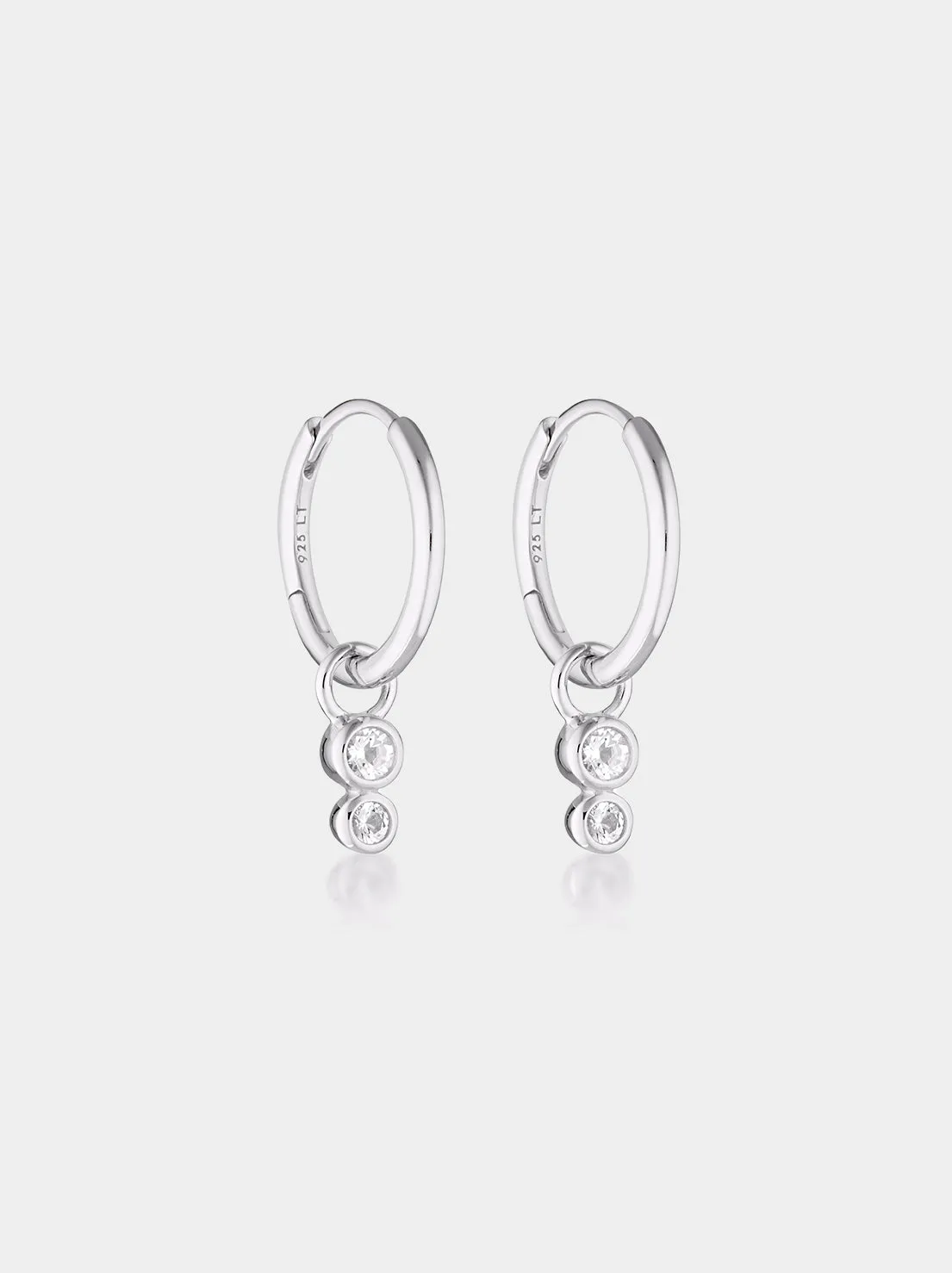 Linda Tahija - Duo Huggie Hoop Earrings - Sterling Silver - White Topaz