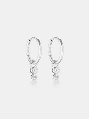Linda Tahija - Duo Huggie Hoop Earrings - Sterling Silver - White Topaz