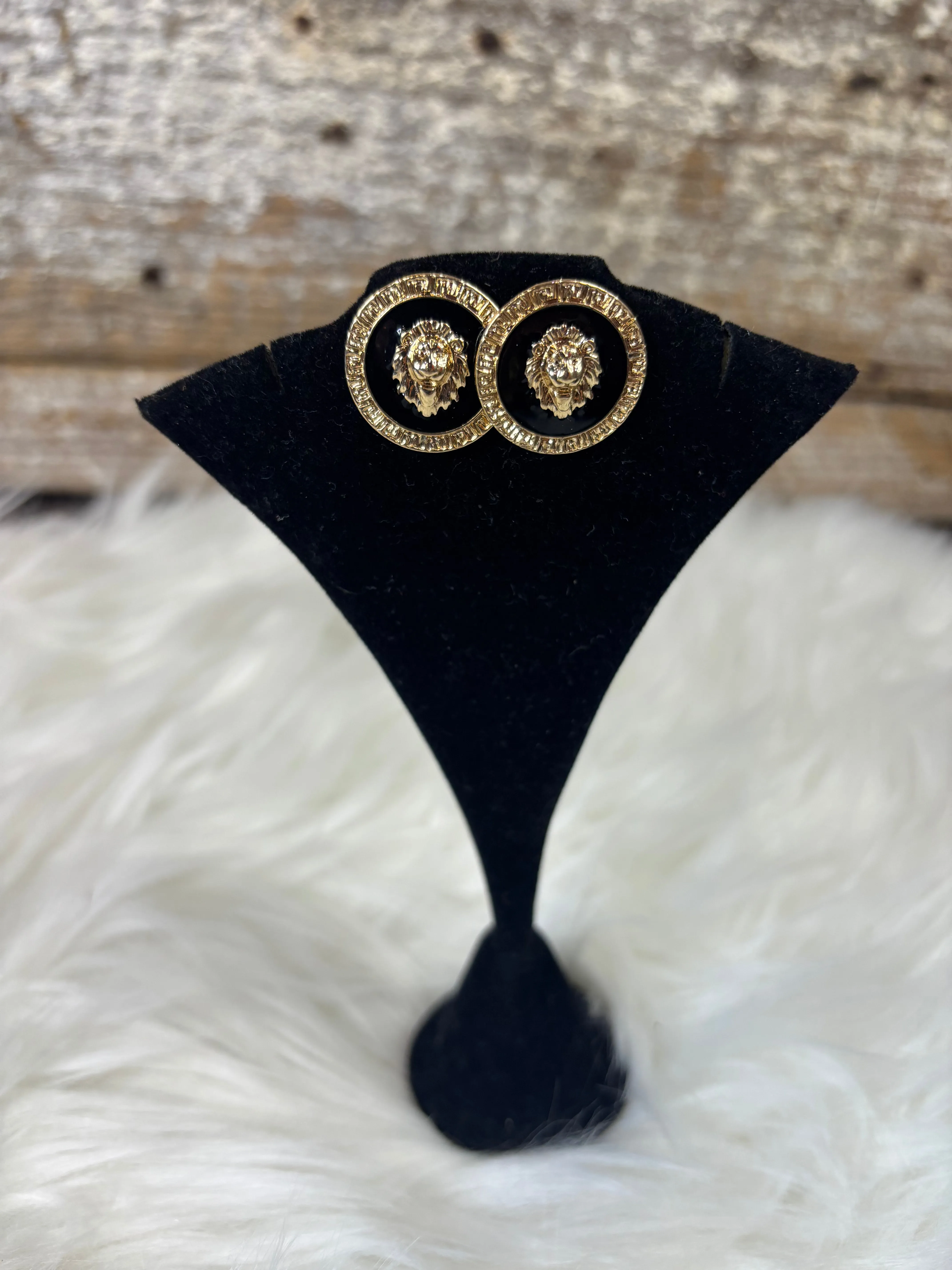 Lion Head Gold Studs