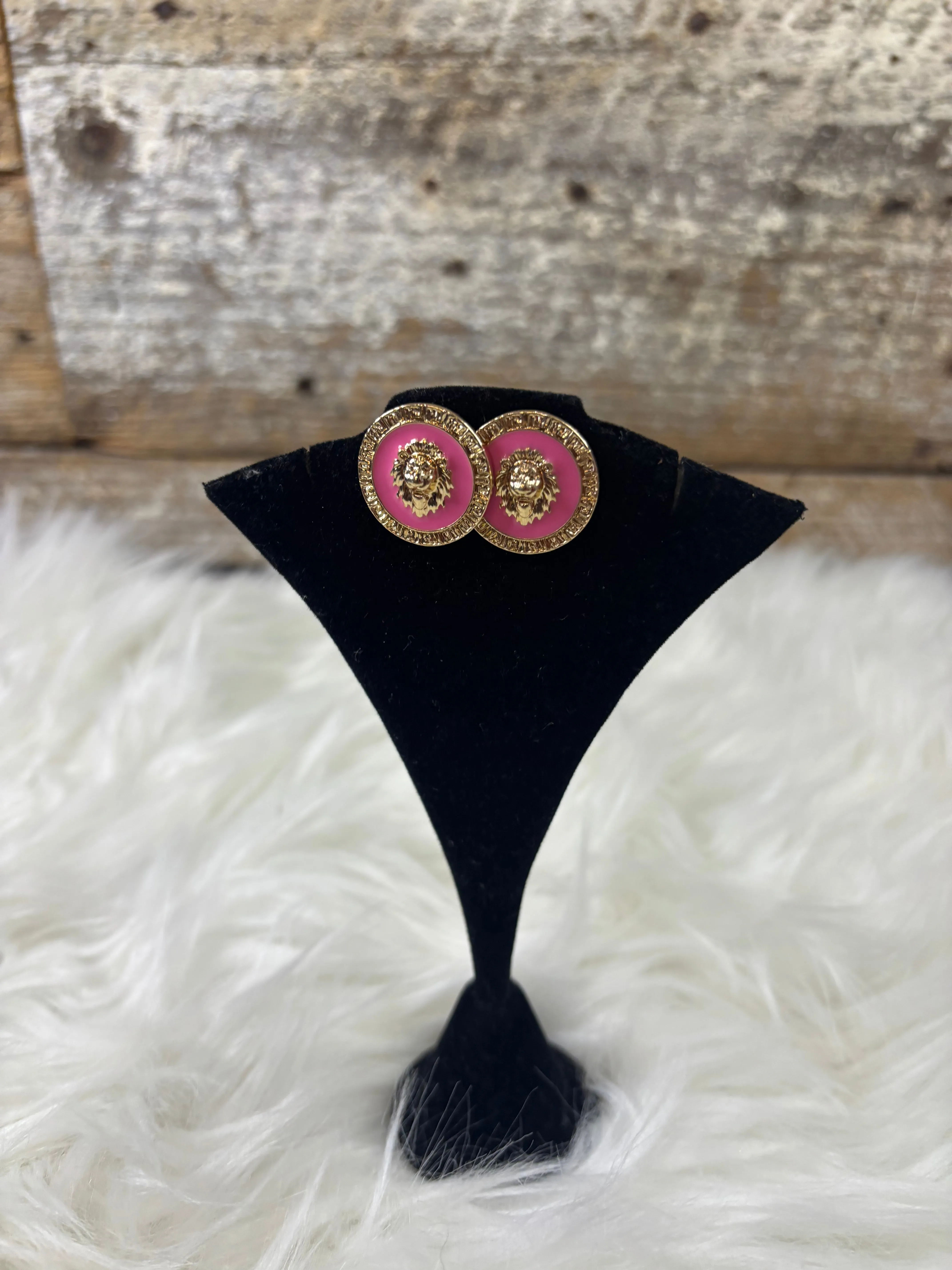 Lion Head Gold Studs