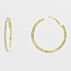 Little Girls AB Crystal Hoop Earrings on Gold  | 2" |269217
