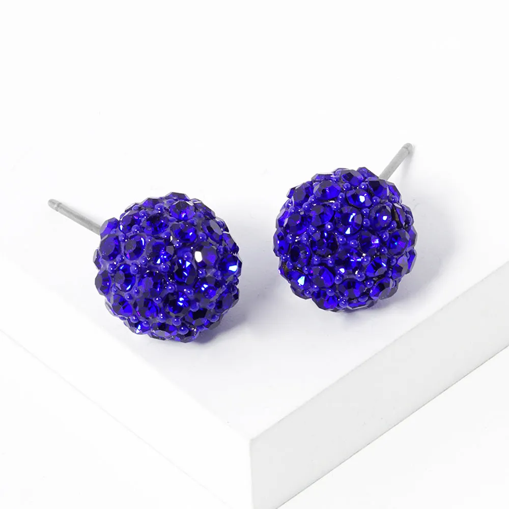 Little Girls Sapphire Disco Ball Stud Earrings  | 129545