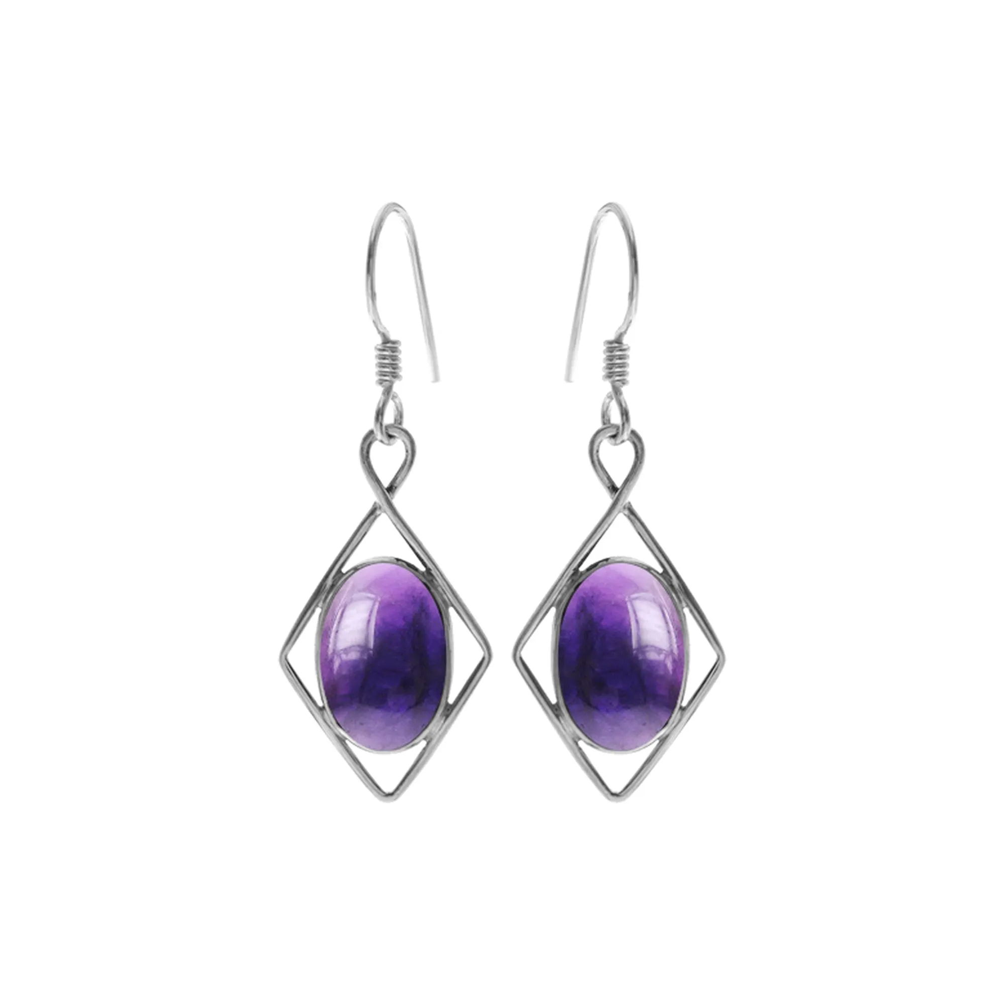 Lola diamond framed amethyst earrings