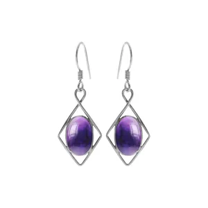 Lola diamond framed amethyst earrings