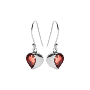 Lola half garnet heart earrings