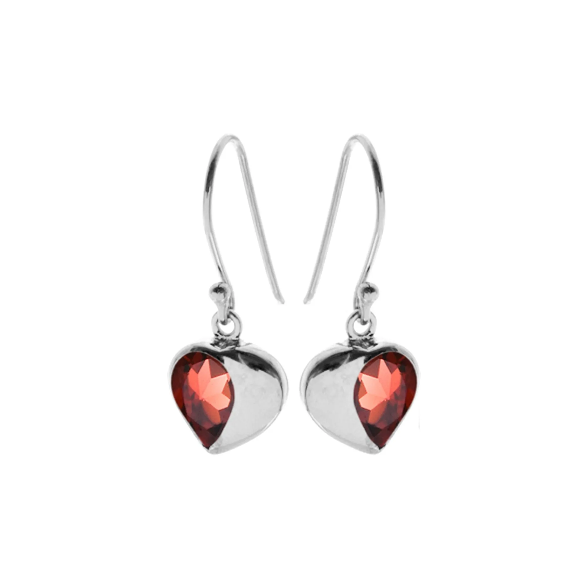 Lola half garnet heart earrings