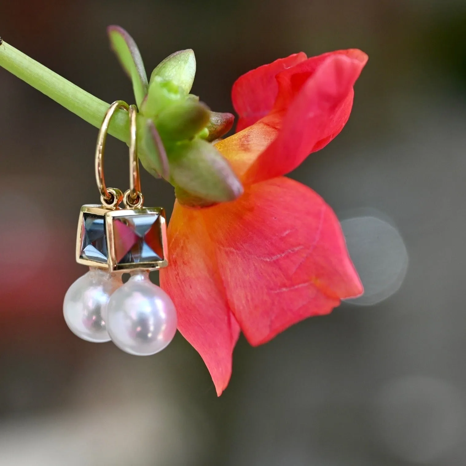 London Blue Topaz and Pearl Drop Earrings