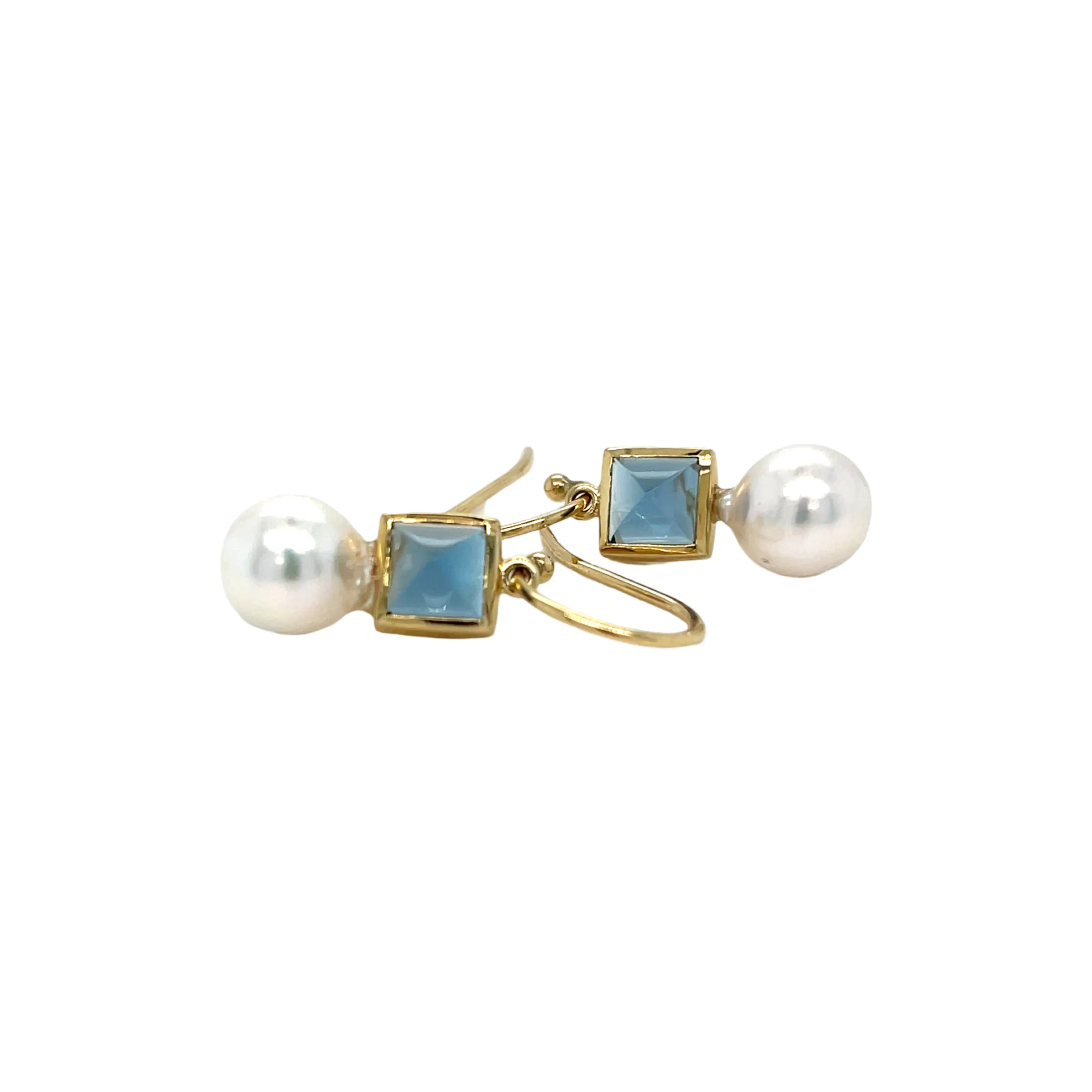 London Blue Topaz and Pearl Drop Earrings