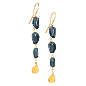 London Blue Topaz Earrings with Citrine