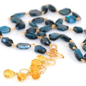 London Blue Topaz Necklace with Citrine