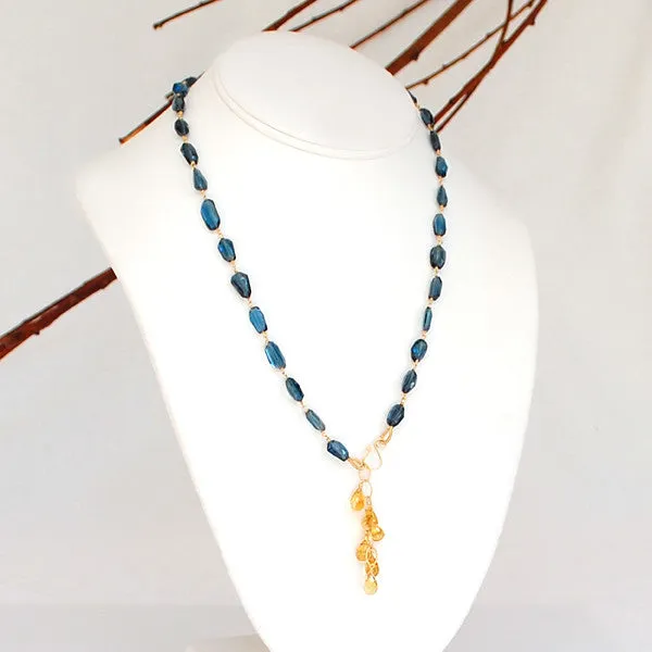 London Blue Topaz Necklace with Citrine