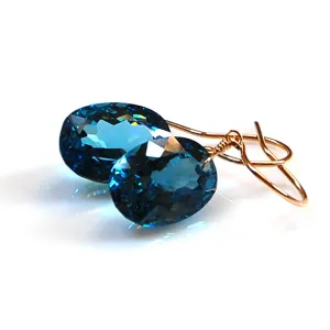 London Blue Topaz Oval Cut Solitaire Earrings