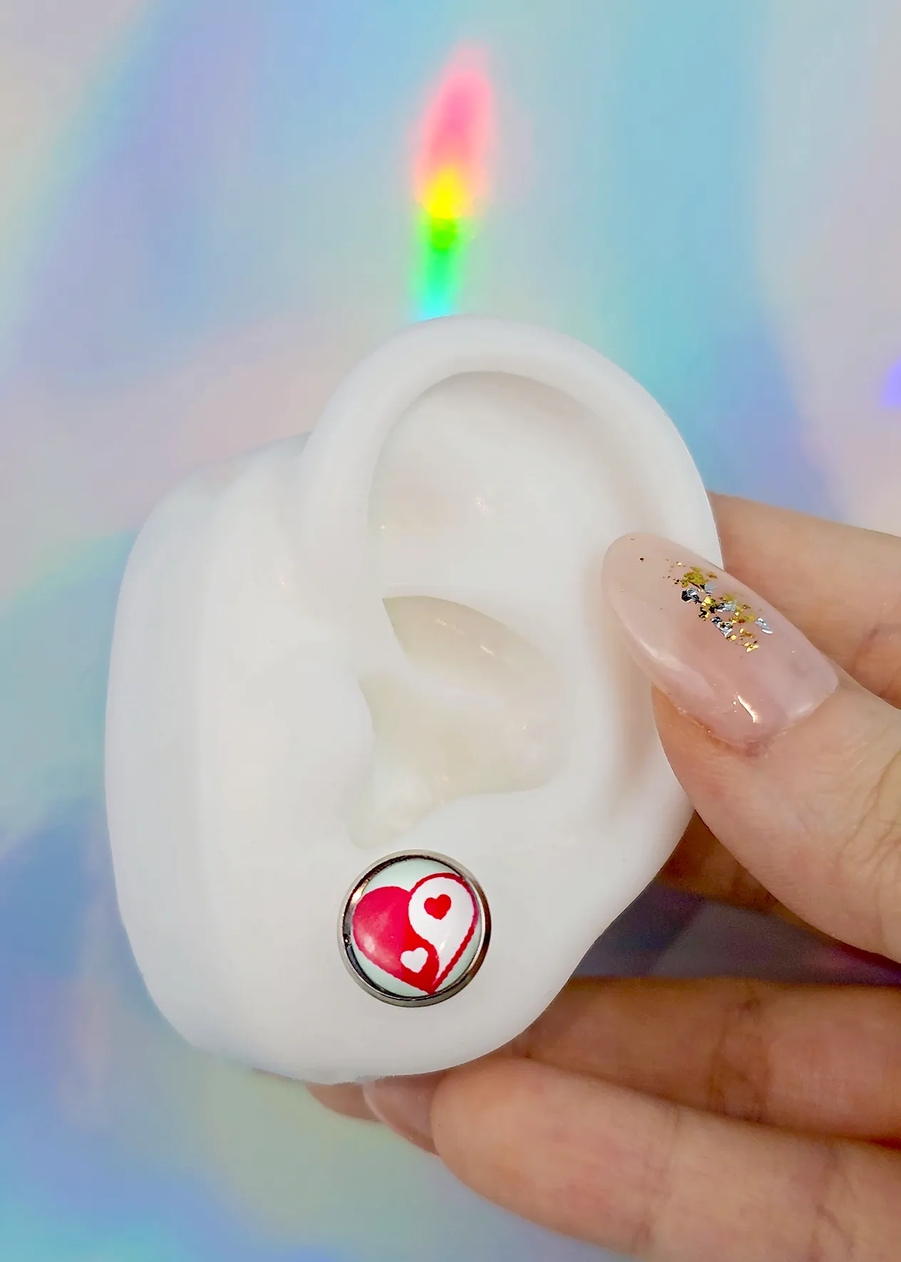 Love Yin Yang Heart Stud Earrings
