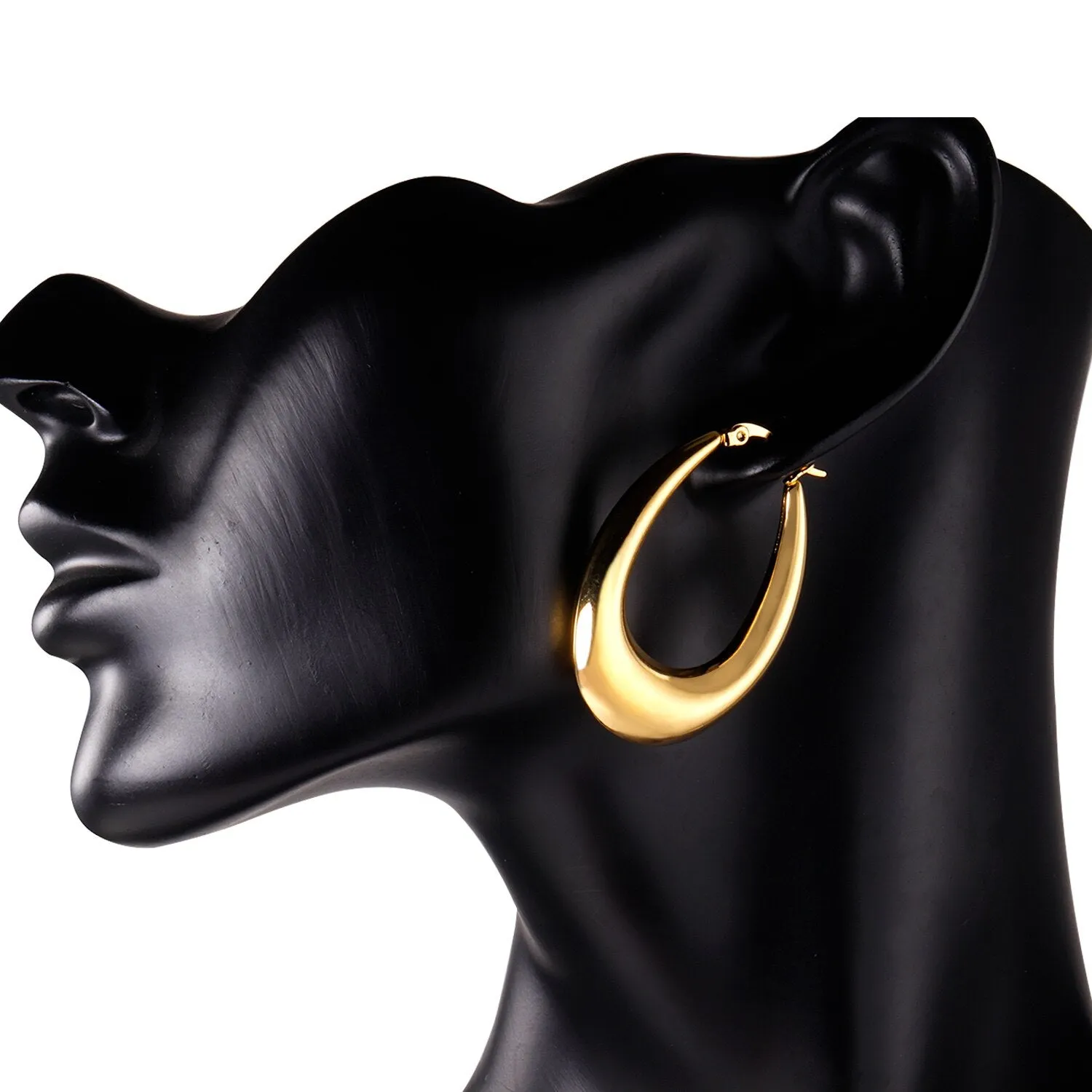 LUXUSTEEL Gothic Gold Color Oval Hoop Earrings