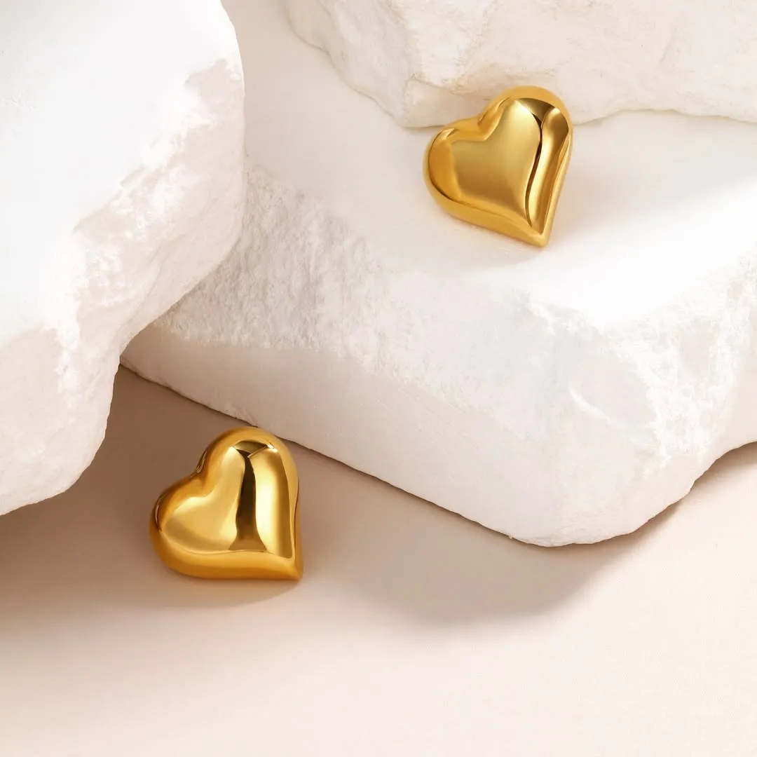 Madeline™ | Peach Heart Titanium Earrings