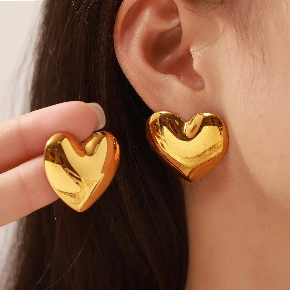 Madeline™ | Peach Heart Titanium Earrings