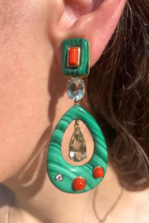 Malachite Green Amethyst Drop Earrings