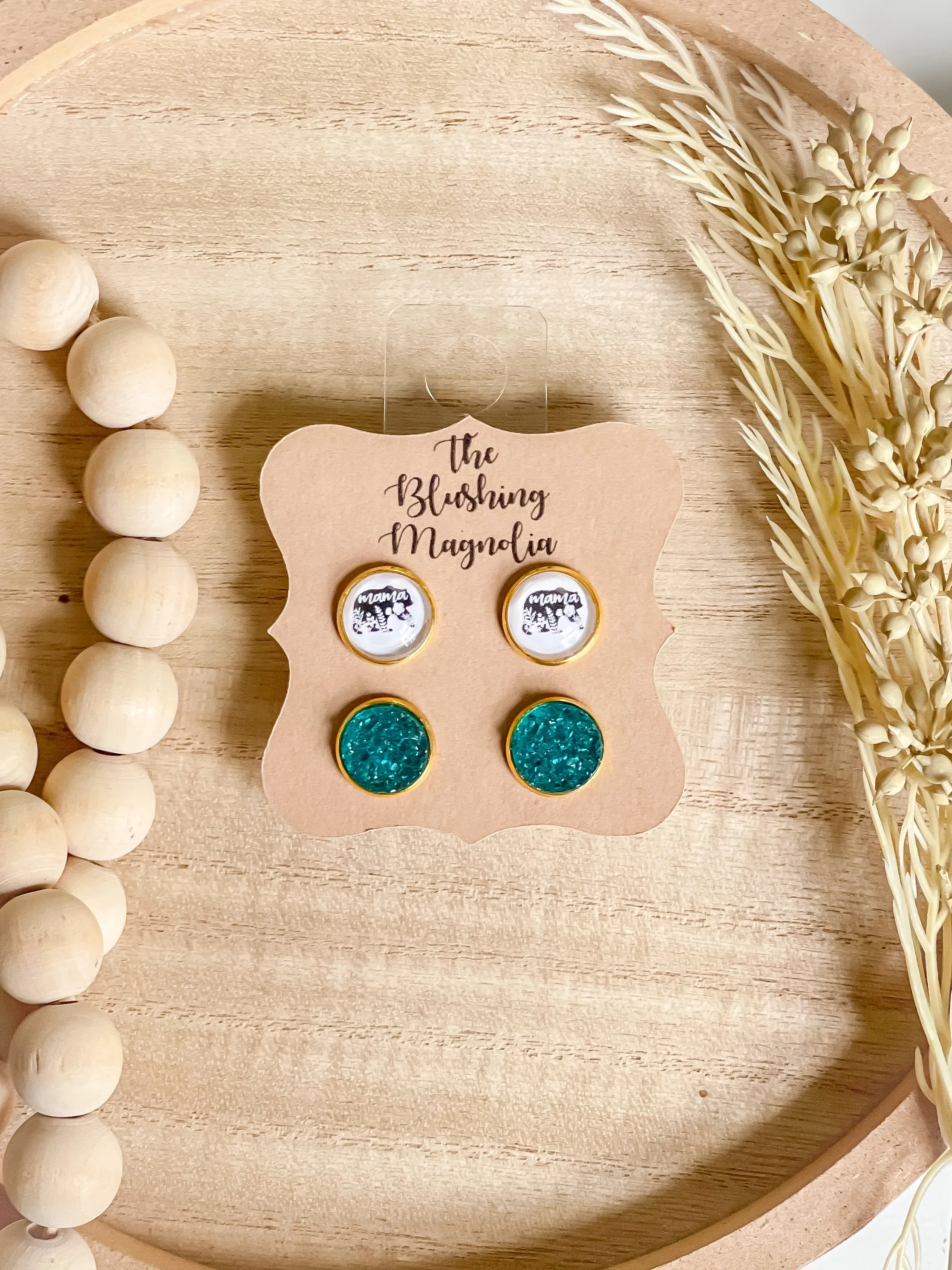 Mama Bear   Turquoise Druzy Studs
