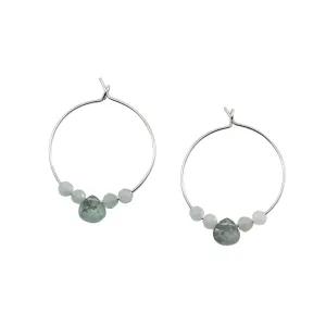 March Birthstone Hoop Earrings - Aquamarine Sterling Silver