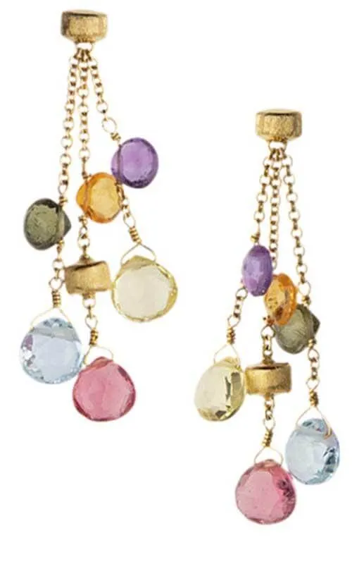 Marco Bicego Paradise Earrings Yellow Gold and Multi colored Stones