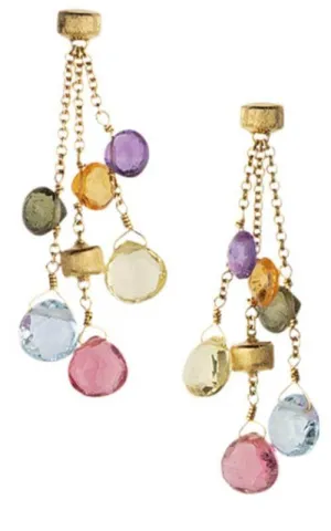 Marco Bicego Paradise Earrings Yellow Gold and Multi colored Stones