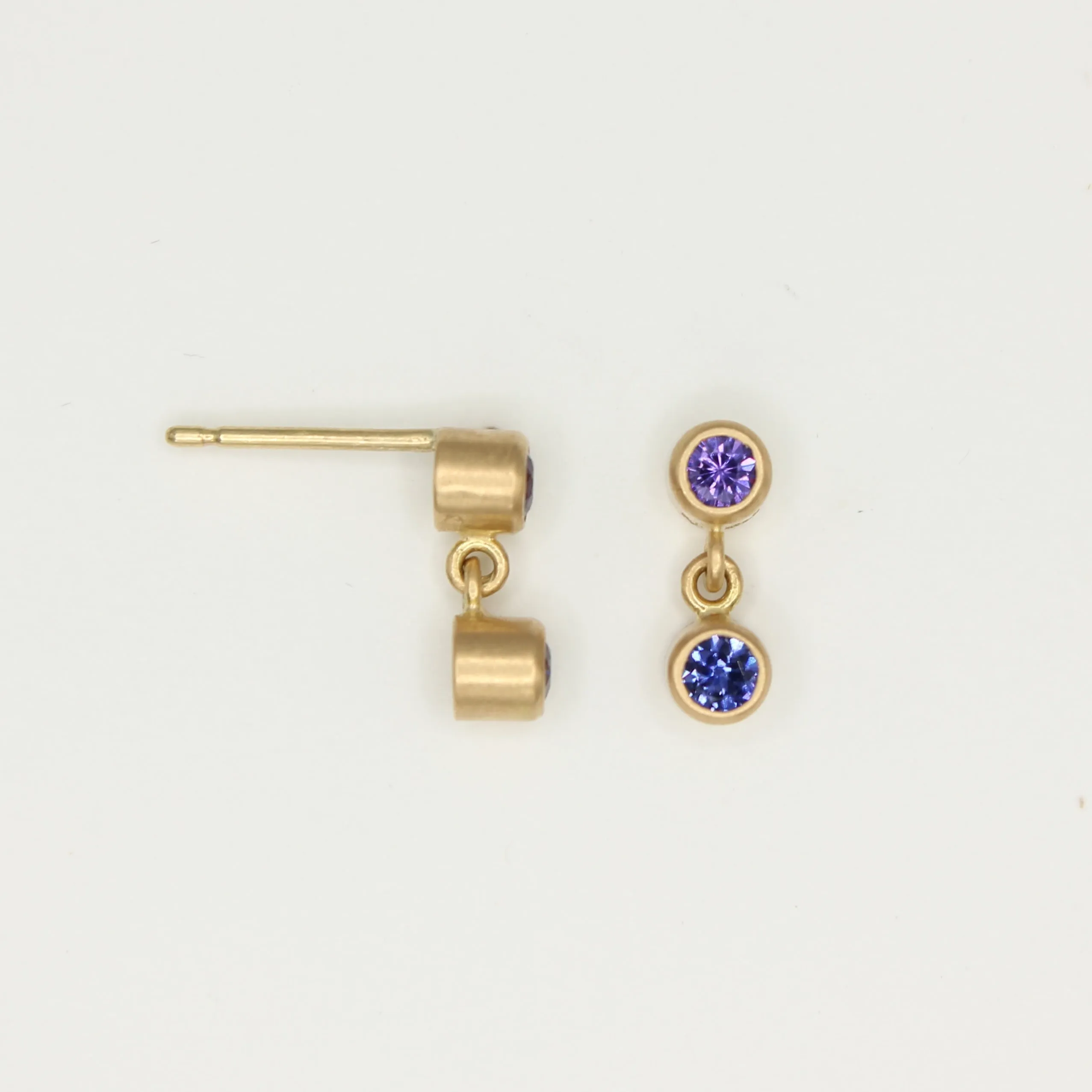 Meadow Double Purple Sapphire Earrings in 20K Peach Gold
