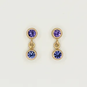 Meadow Double Purple Sapphire Earrings in 20K Peach Gold