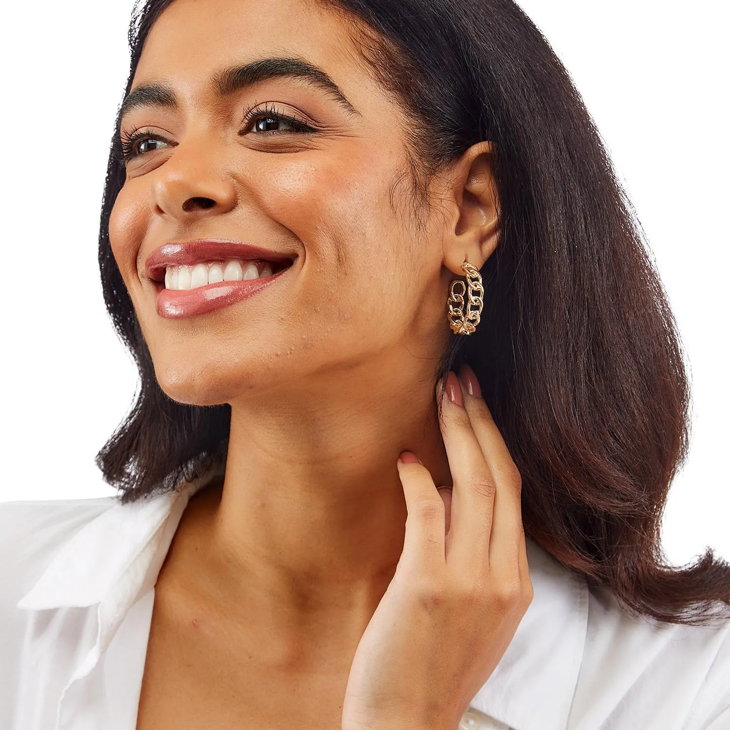 Medium Chain Link Hoop Earrings