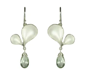 Medium Double Petal Earrings with Stone
