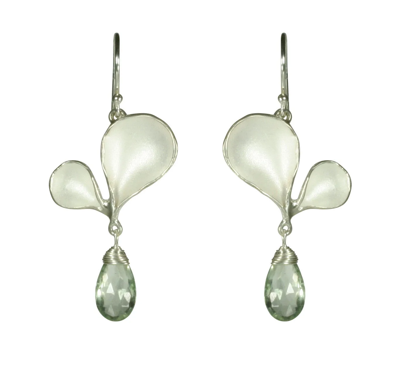 Medium Double Petal Earrings with Stone