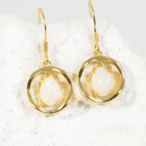 'Mele' White Opal Earrings Gold Plated Silver