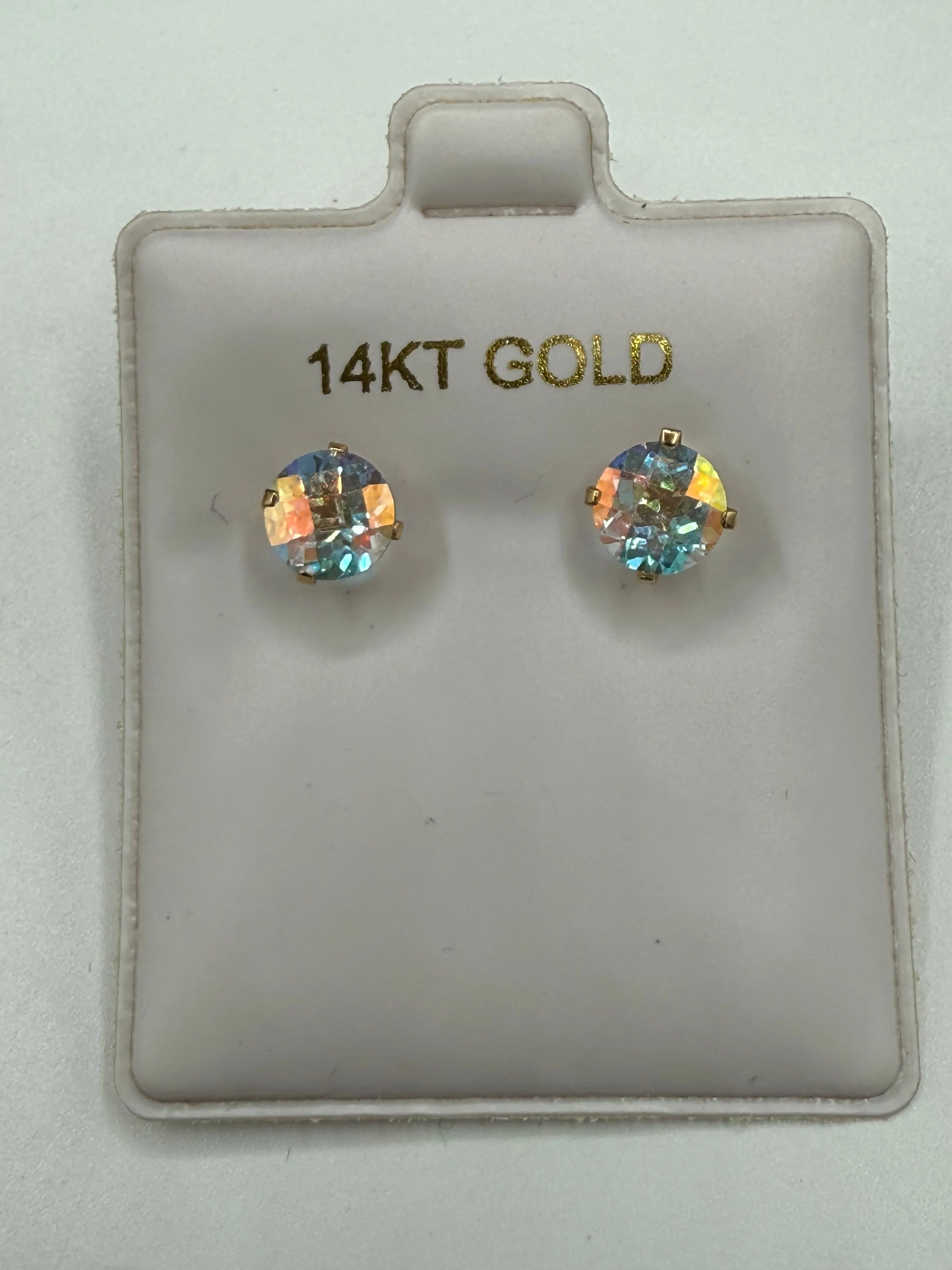Mercury Mystic Topaz 14k Yellow Gold Stud Earrings