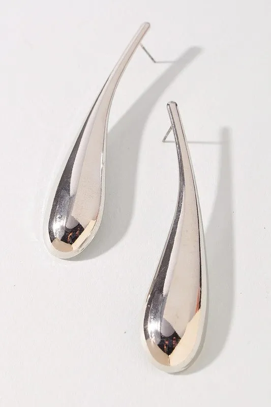 Metallic Teardrop Stud Earrings